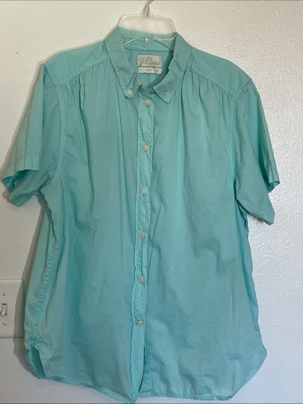 J. Crew Mint Green Button-Down Short Sleeve Shirt